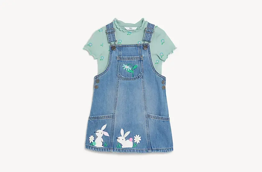 Denim Bunny Pinafore Outfit