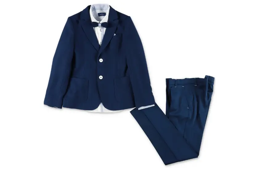 1. Cotton Poplin Skirt With Blue Pants and Jacket Boy Harris Blu Outfit