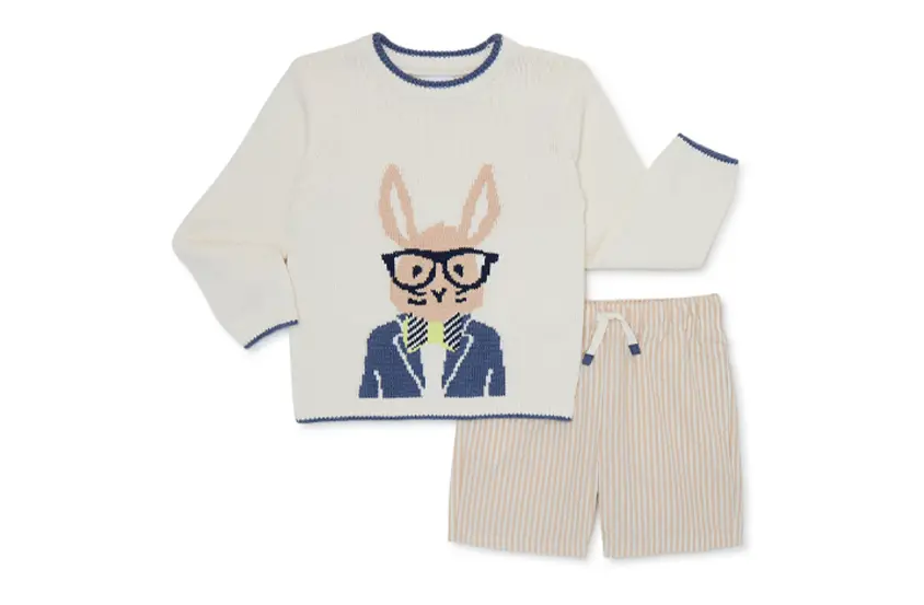 Wonder Nation Toddler Boy Easter Sweater and Shorts Set